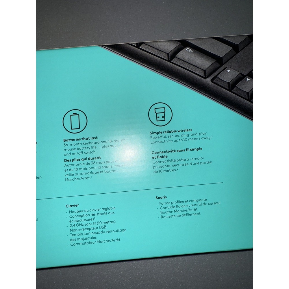 Logitech MK270 Wireless Keyboard Mouse Comb 2.4GHz USB Receiver Windows ChromeOS - Picture 5 of 7